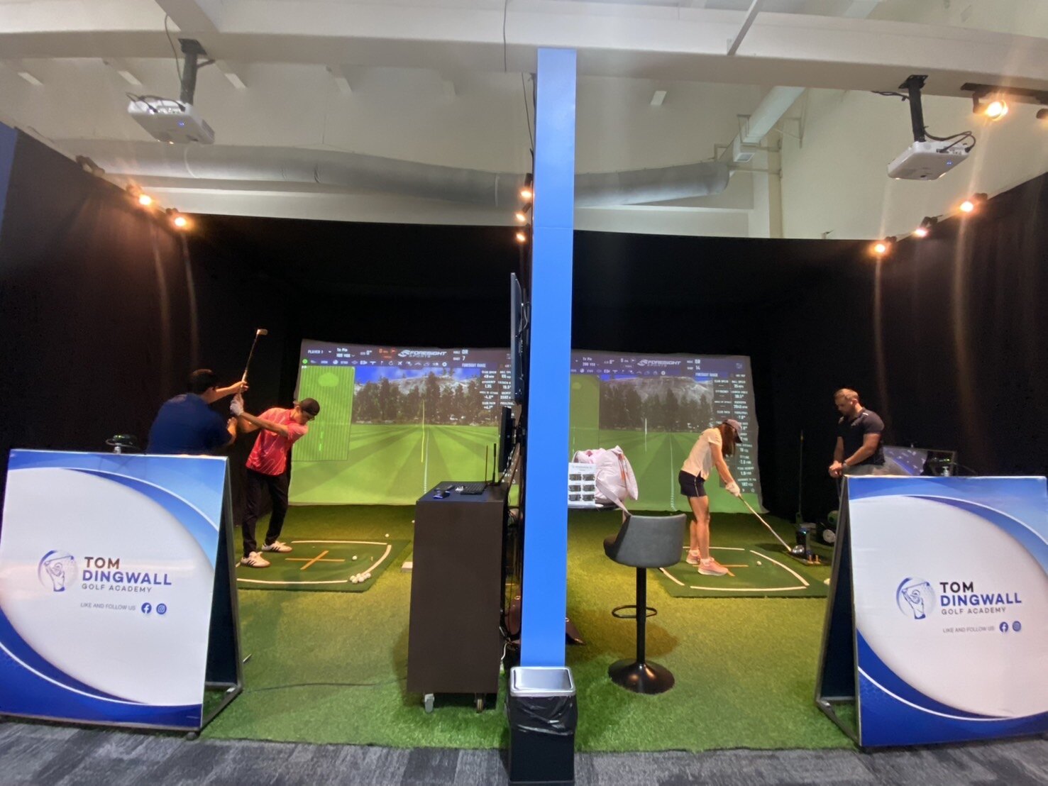 Golf simulator bays at Tom Dingwall Golf Academy